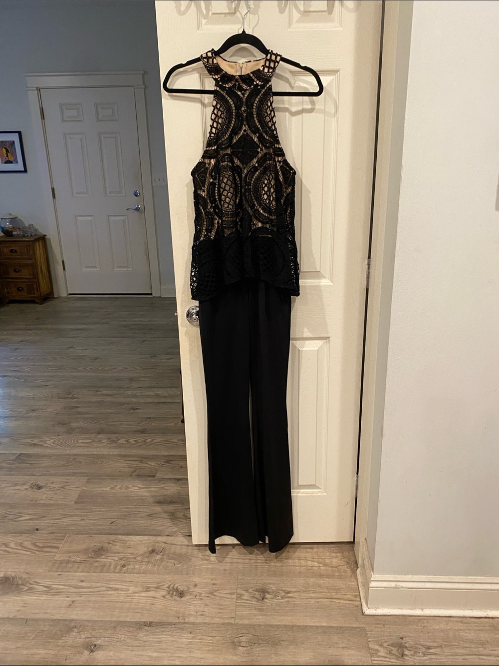 Judith March Black Lace Halter Jumpsuit